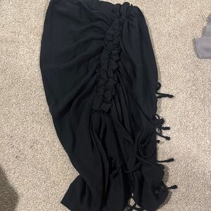 Black cotton Ruched Skirt the Crosby